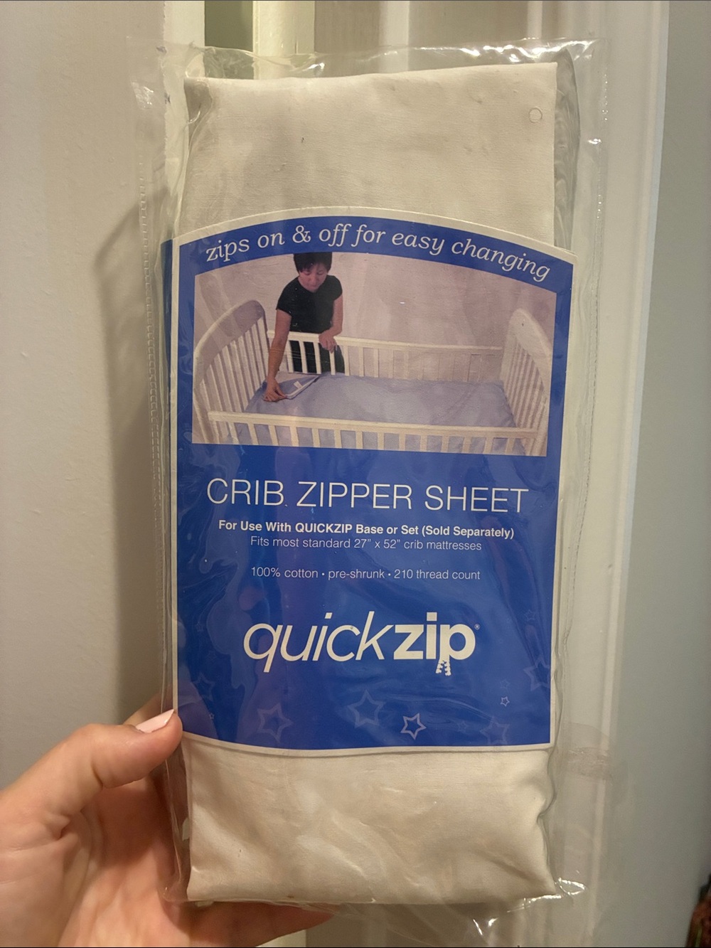 NEW QuickZip Crib Zipper Sheet — Cream